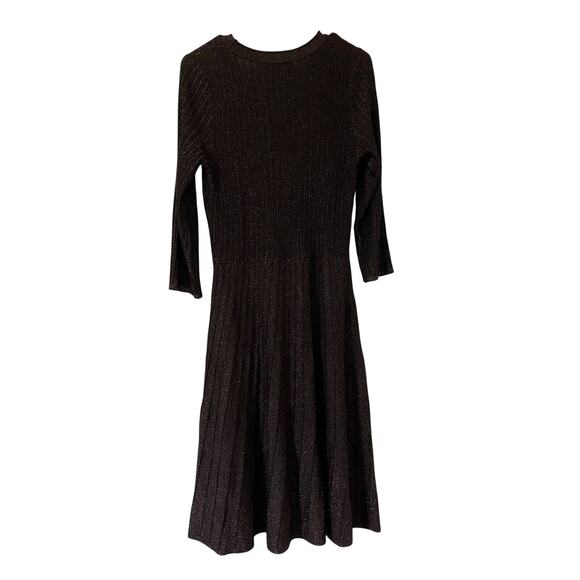 NWT $128 Nanette Lepore Size M Chocolate Brown Fit & Flare Shimmer Knit Dress - Picture 2 of 9